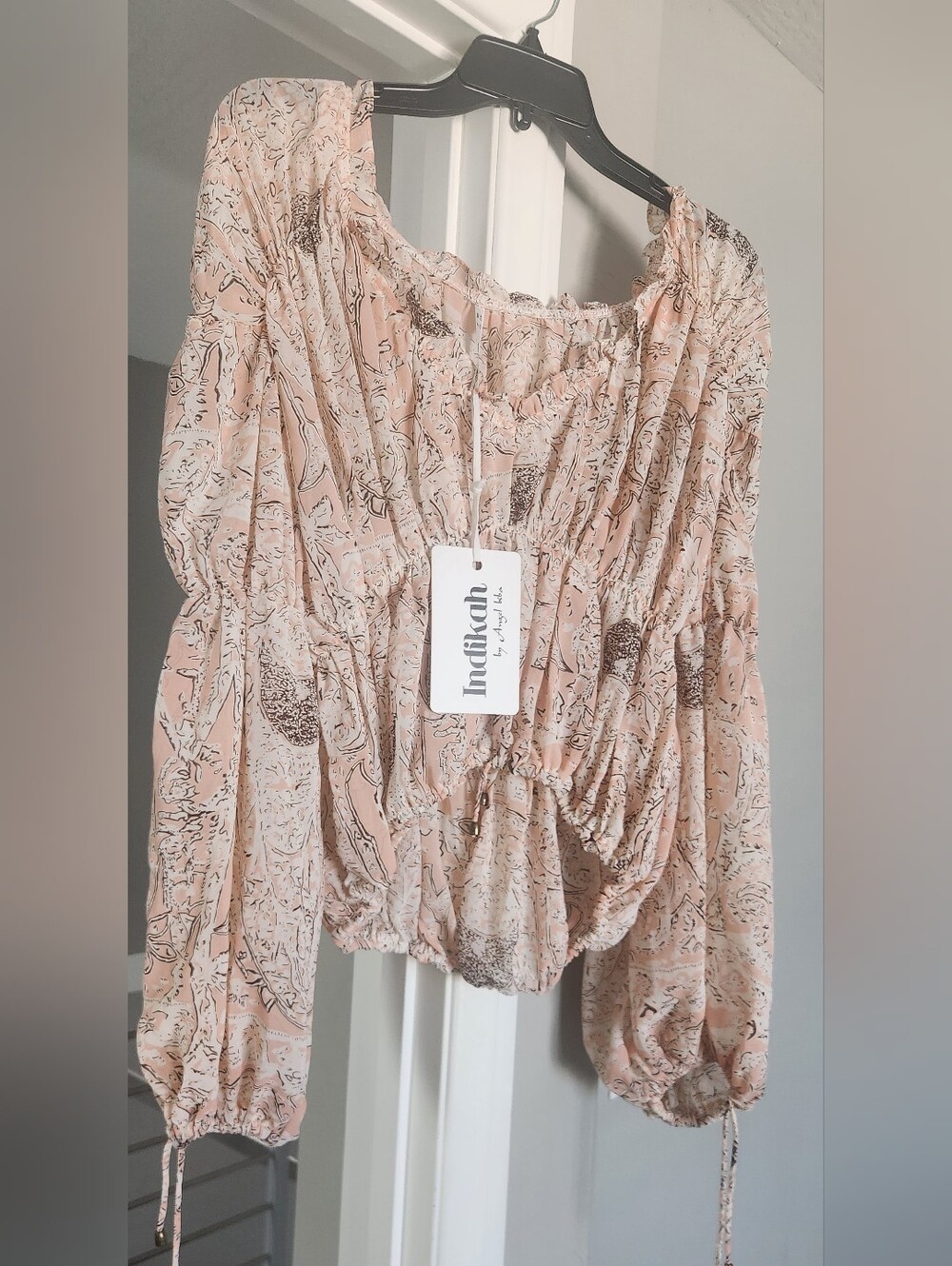 New Indikah By Angel Biba Off-Shoulder Peasant Top M